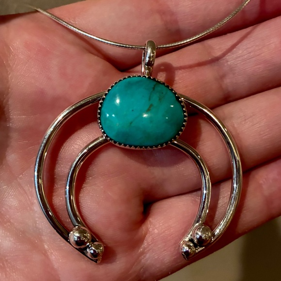 Hand Crafted Jewelry - Navajo Turquoise & Sterling 925 Silver Necklace, Stamped & Signed